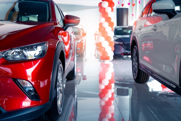 Premium Photo | New and shiny luxury suv car parked in modern showroom ...