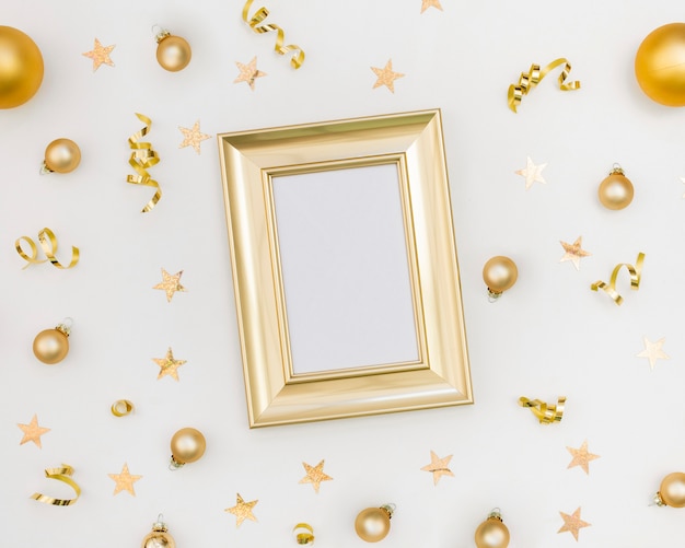 New year party festive decoration with frame mock-up Free Photo