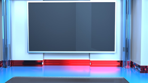 Premium Photo News Studio Backdrop For Tv Shows Tv On Wall 3d Virtual News Studio Background 3d Illustration