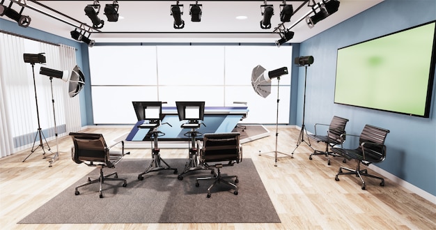 News Studio Blue Room Design Backdrop For Tv Shows Photo