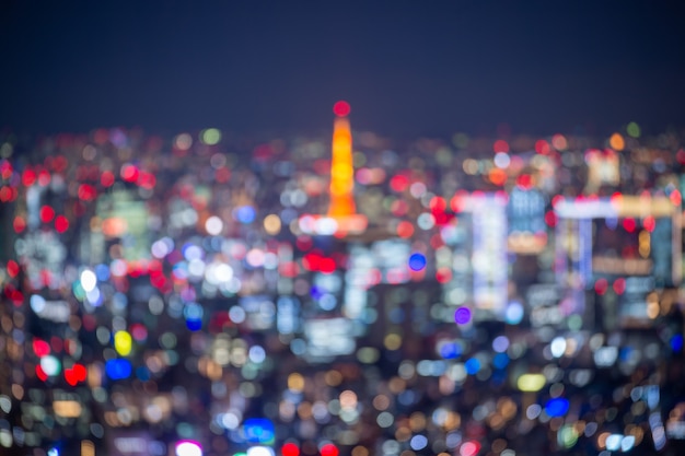 Premium Photo Night Blurred Bokeh Light Japan City Office Building Abstract Background