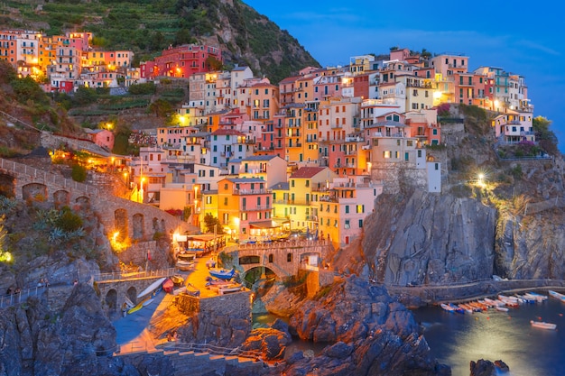 Premium Photo Night Manarola Cinque Terre Liguria Italy