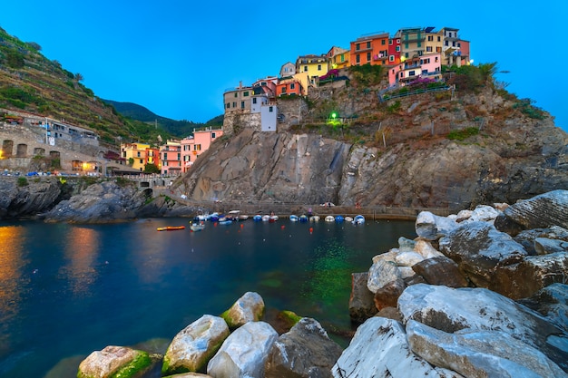 Premium Photo Night Manarola Cinque Terre Liguria Italy