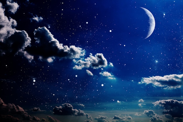 Premium Photo | Night Sky With Stars And Moon