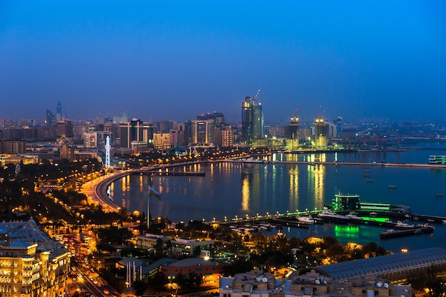 Premium Photo | Night view of the city of baku, azerbaijan