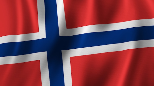 ノルウェーの旗を振るクローズアップ3dレンダリングとファブリックテクスチャの高品質画像 プレミアム写真