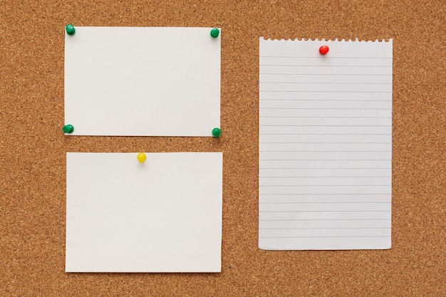 Premium Photo Note Papers With Push Pins On Cork Board