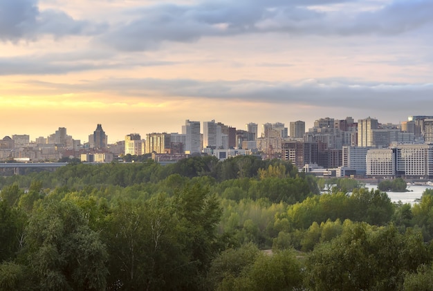 Premium Photo | Novosibirsk at sunset among the greenery