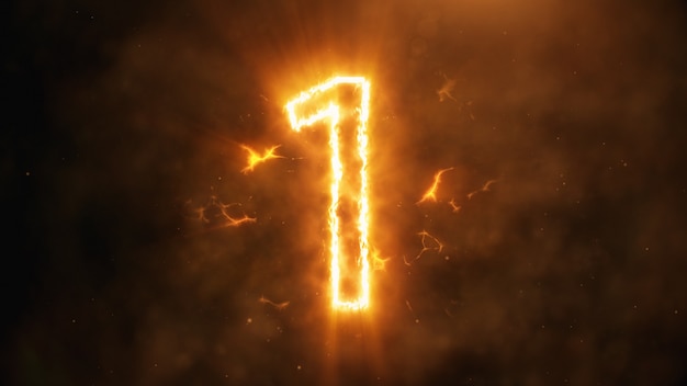 Premium Photo | Number 1 in flames