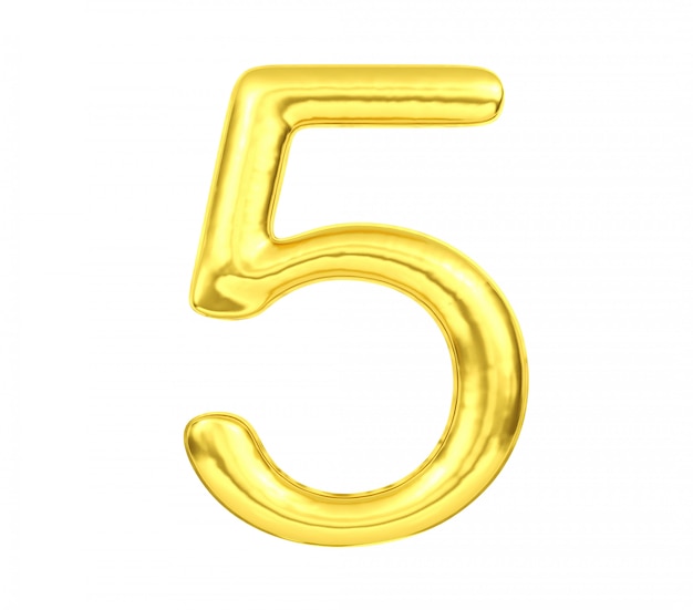 Premium Photo | Numeral 5, golden balloon number five isolated on white ...