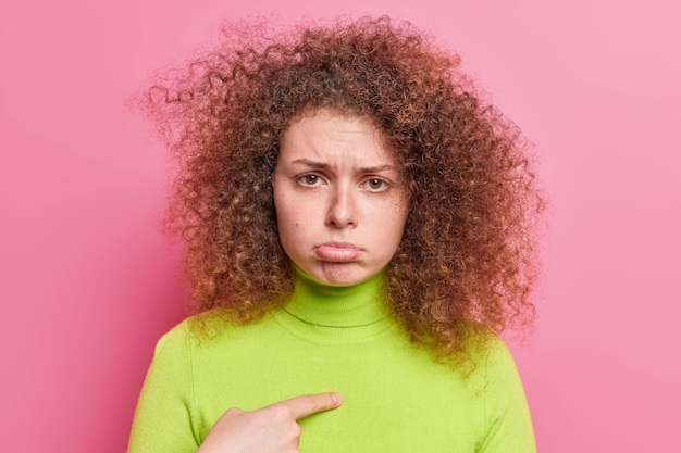 Free Photo | Offended insulted pretty teenage girl with curly bushy ...