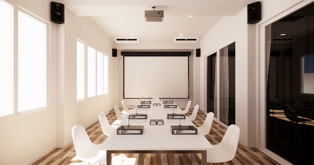 Office business - beautiful boardroom meeting room and conference table, modern style. 3d rendering 