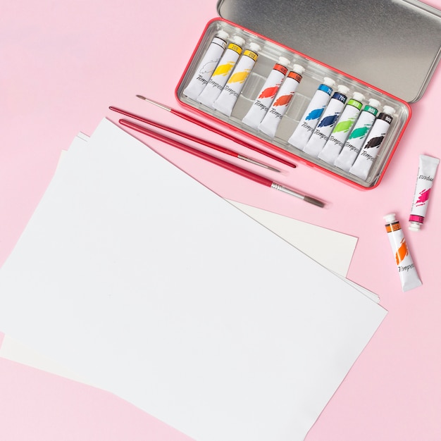 Office Desktop With Drawing Materials Photo Free Download