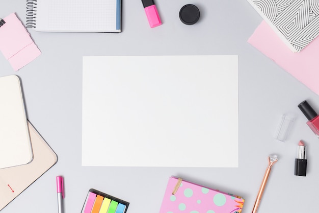 Office Desktop With Drawing Materials Photo Free Download