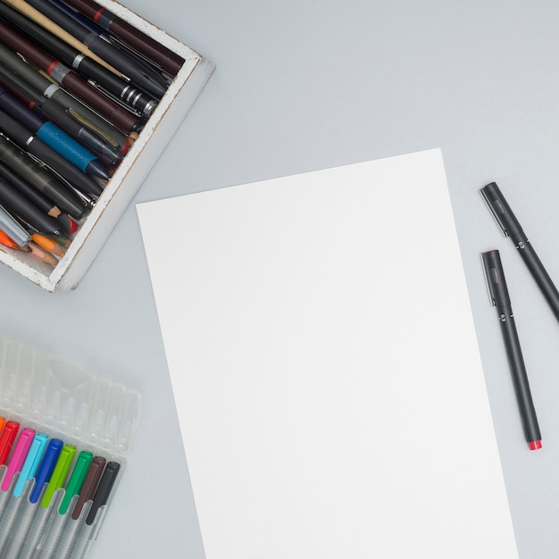 Office Desktop With Drawing Materials Photo Free Download