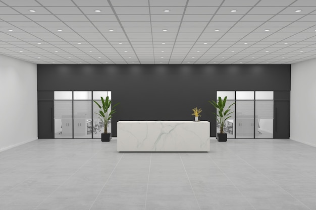 Premium Photo | Office reception desk mockup front view interior design