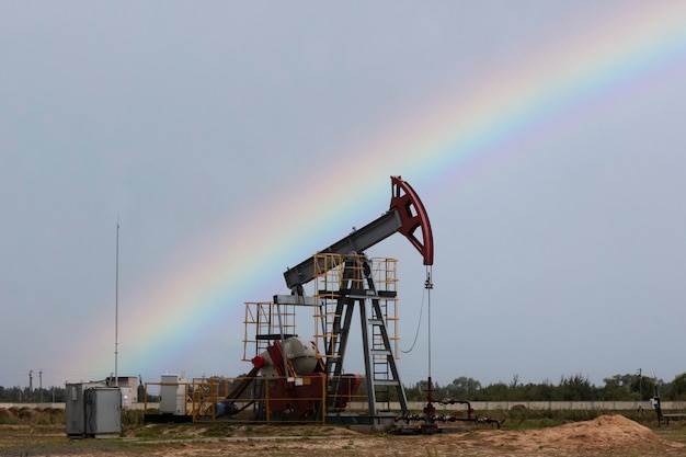 Premium Photo | Oil industry. oil rigs. oil pumps after rain and ...