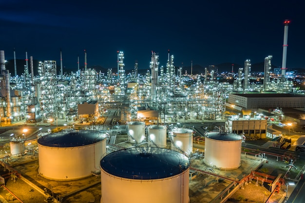 Premium Photo | Oil refinery and gas petrochemical industry with ...