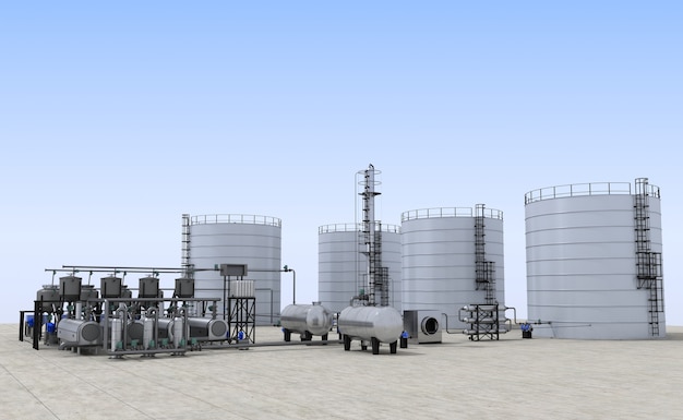 Premium Photo | Oil refinery, glass factory, exterior visualization, 3d ...