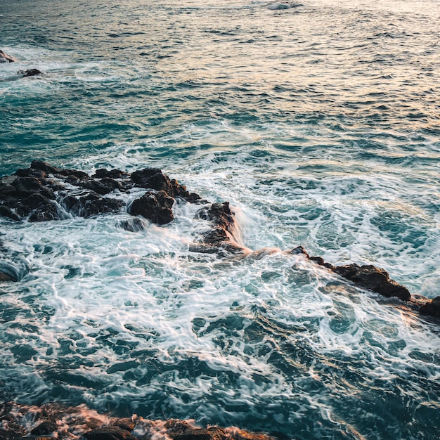 Premium Photo | Ola rompiendo contra las rocas de la costa de tacoronte ...