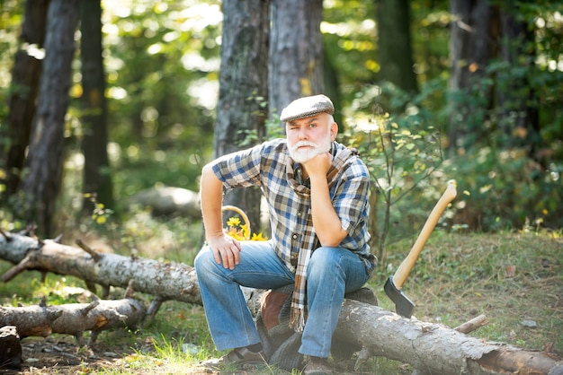 Premium Photo Old Bearded Man In Forest Fashion Portrait Man Aged Funny Forester Woodman In 8234