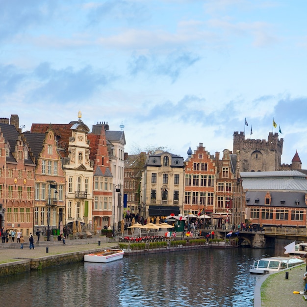 Premium Photo | Old graslei harbor at day, ghent, belgium