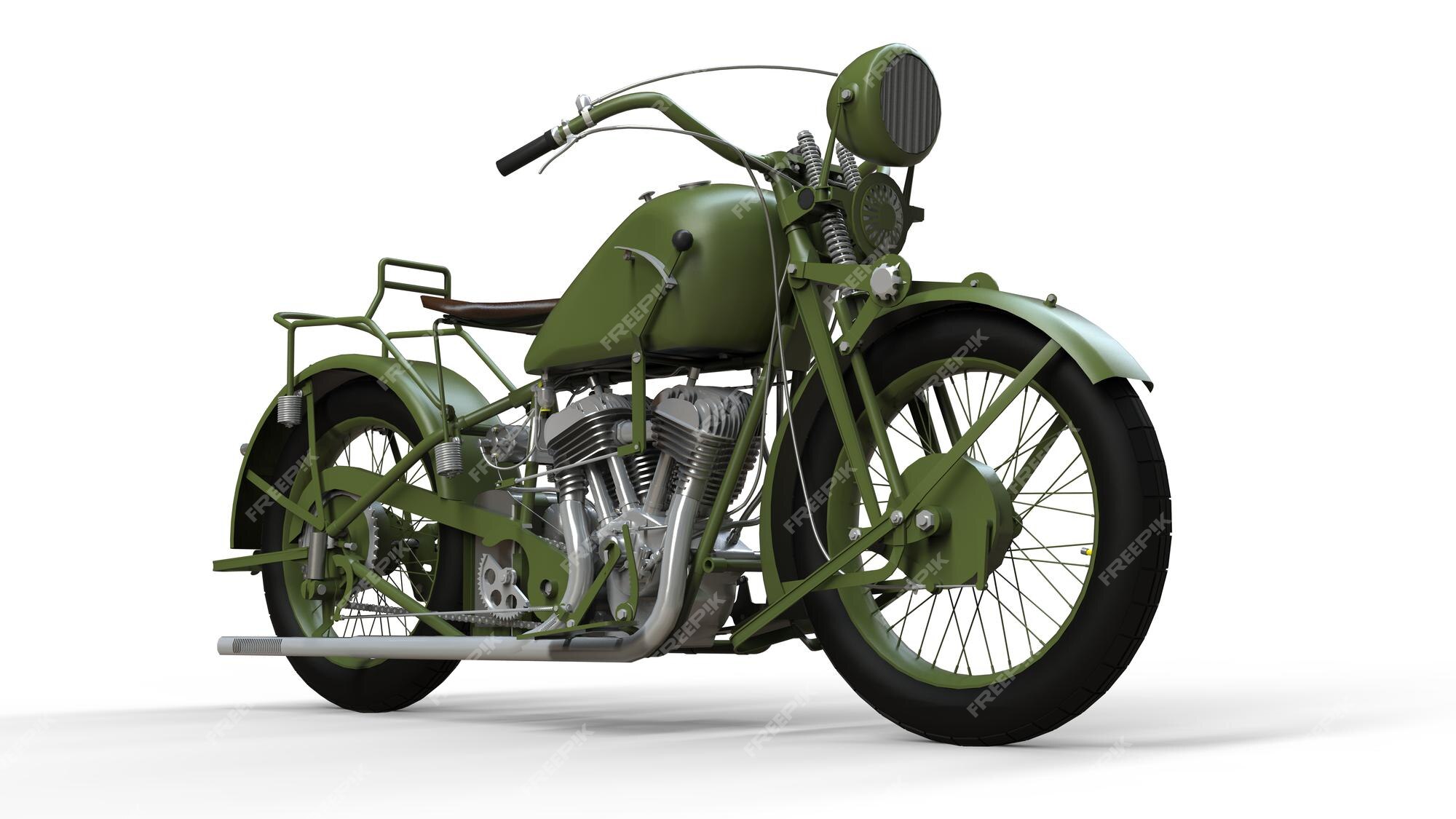 Premium Photo | An old green motorcycle of the 30s of the 20th century ...