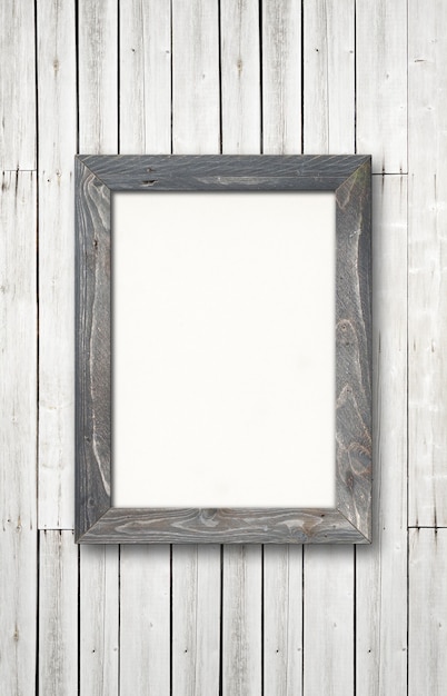 Old Rustic Wooden Picture Frame Hanging On A Black Wall Horizontal