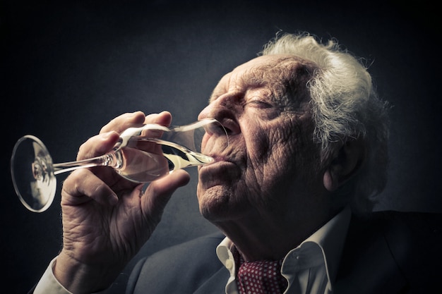 Old Man Drinking Wine Photo Premium Download