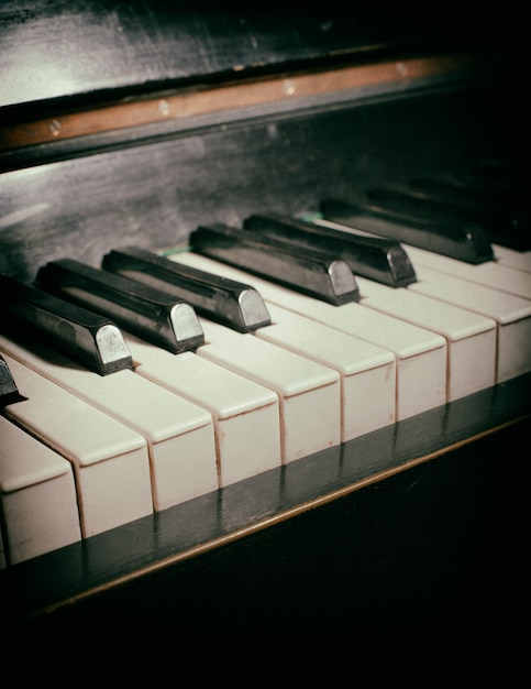 Premium Photo | Old piano keyboard close up as a music background. with ...