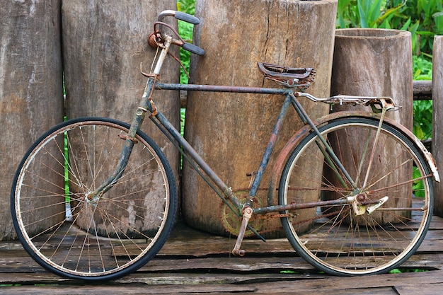 antique wooden bicycle