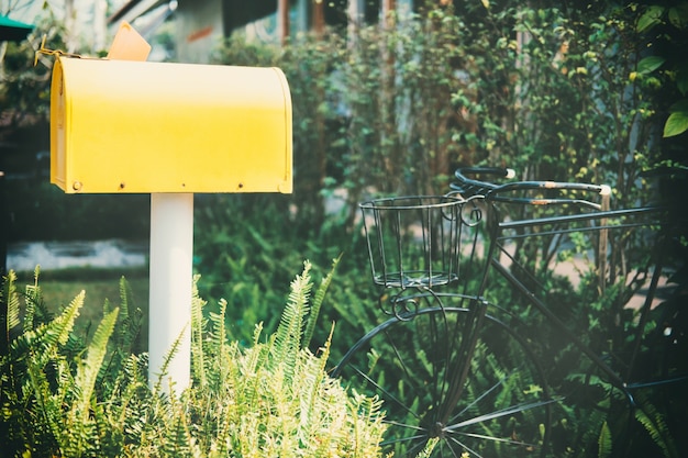 Premium Photo Old Vintage Yellow Mail Box