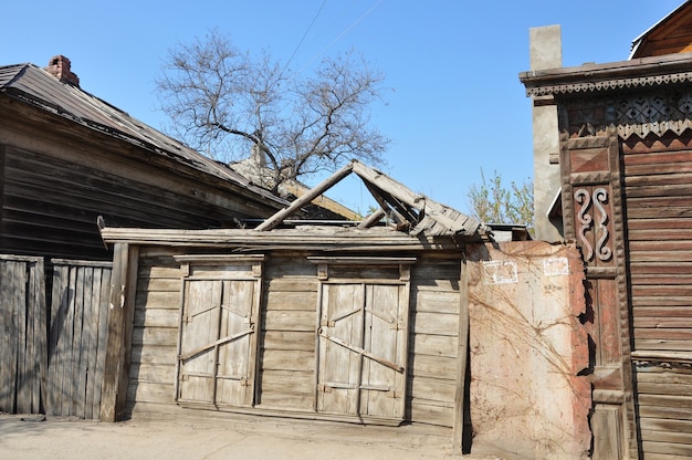 Premium Photo The Old Wooden House Without Roof In The City Of Astrakhan