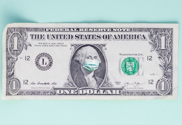 의료 마스크 1 달러 지폐 프리미엄 사진