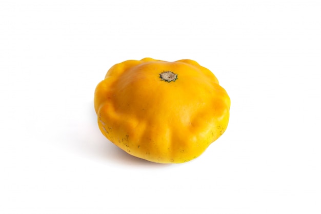 Premium Photo | One yellow pattypan squash isolated on white