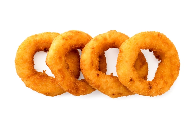 Premium Photo | Onion rings, fast food. top view.