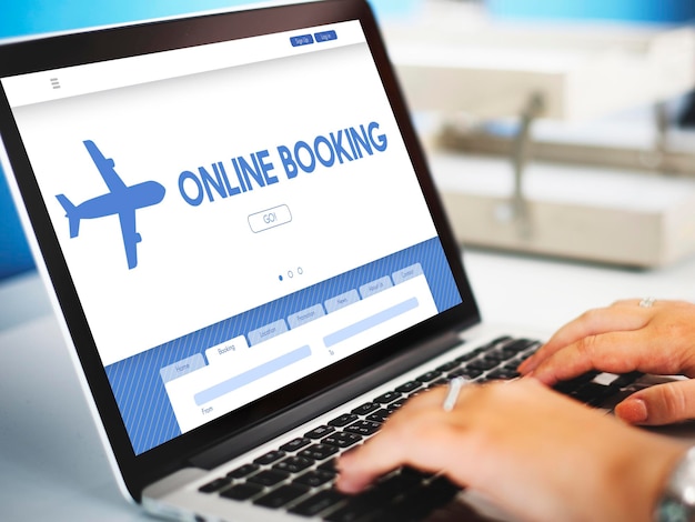 Online booking traveling plane flight concept Free Photo