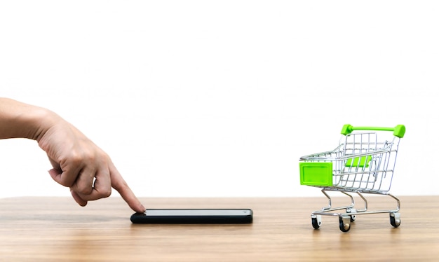 Online shopping cart sell of e-commerce convenience Premium Photo