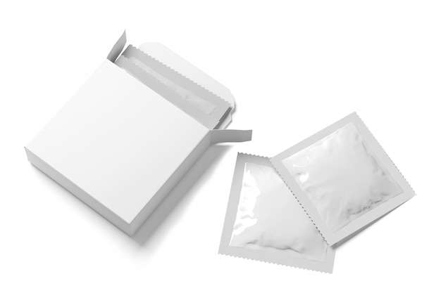 Download Open condom box mockup - 3d rendering | Premium Photo