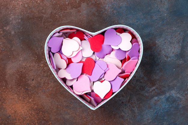 Premium Photo | Open empty gift box with a hearts shape on stone