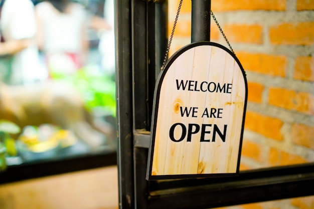 Premium Photo | Open sign at restaurant and store