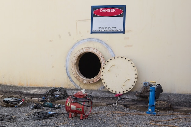 Premium Photo Opened Rusty Manhole On The White Fuel Tank And Blower