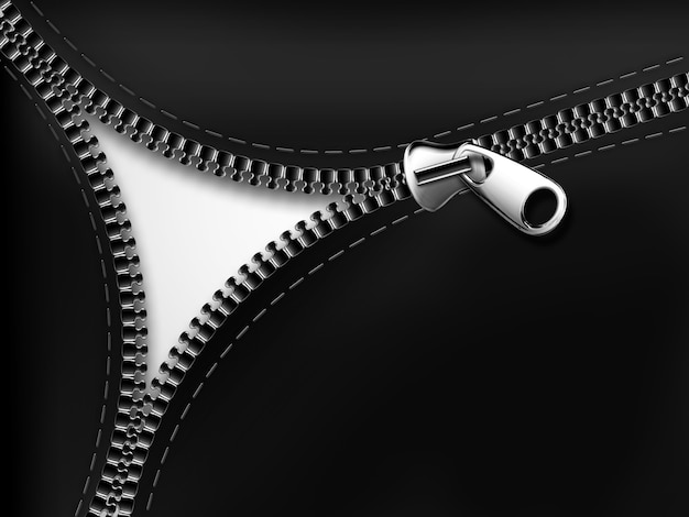 Premium Photo | Opening zipper on the black background