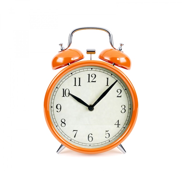 Premium Photo | Orange alarm clock isolated, 3d rendering