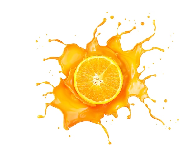 Premium Photo Orange Juice Splash With Orange Slice