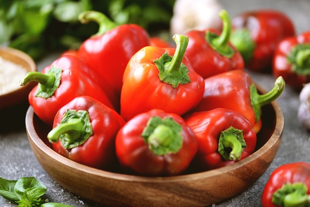 Premium Photo | Organic bell peppers minced meat rice and spices for ...