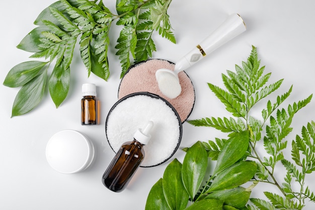 Premium Photo | Organic bio cosmetics with herbal ingredients and fresh ...