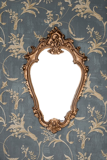 Premium Photo | Ornate golden frame at the wallpaper wall with clipping