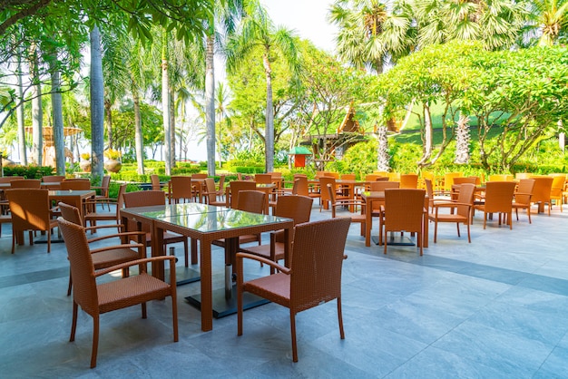 Premium Photo Outdoor Patio Chair And Table In Cafe Restaurant