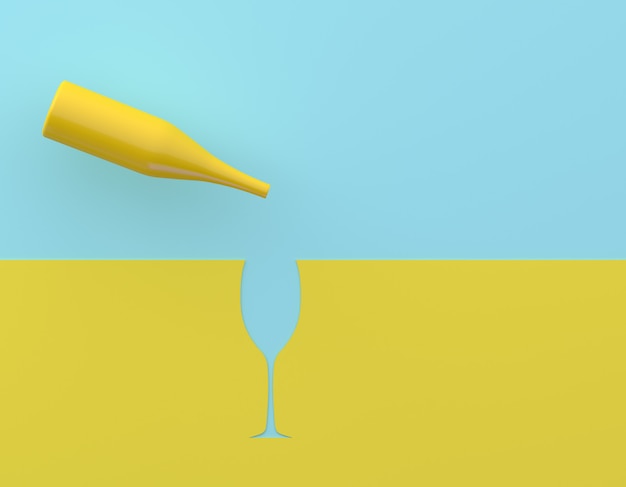 Download Premium Photo Outstanding Yellow Champagne Glass On Blue And Yellow Pastel Background Yellowimages Mockups